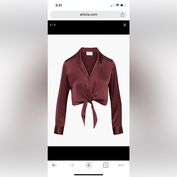 Wilfred tie-front satin blouse in US XS - Picture 3 of 15